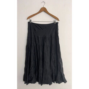 Bohemian Cafe 16 Midi Skirt Tiered Boho Side Zipper Flowy Hippie Coastal Boho